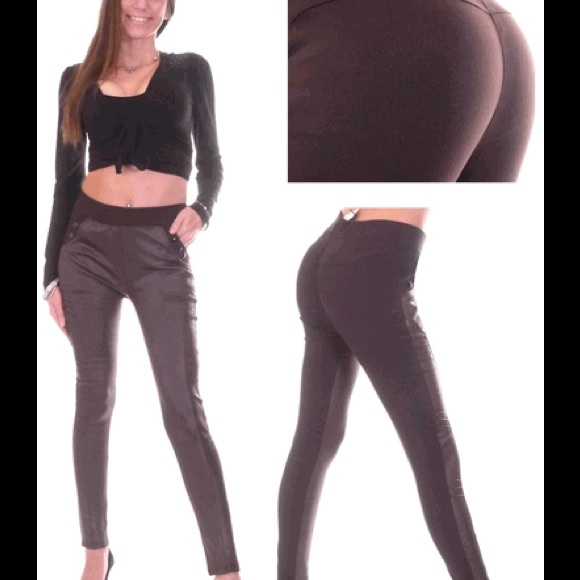 Leather Front Fleece Leggings