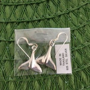 Sterling Silver Dangle Whale Tail Earrings