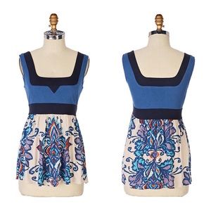 { Anthropologie } Papryus Top Tank Blue Ric Rac