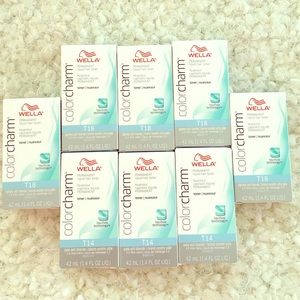 Four wella toners and sample size developer