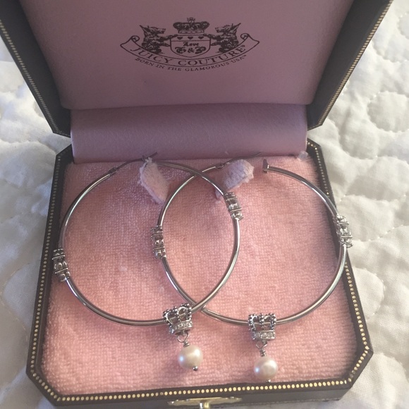 Juicy Couture silver hoop earrings!