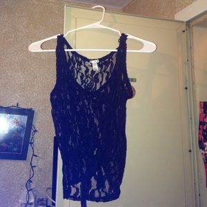 Sexy lace black crop top