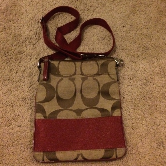Coach cross body with red accent