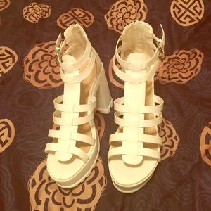 Used white platform sandals