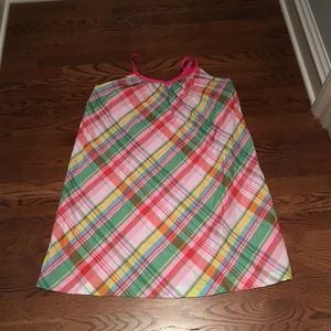 Pink, green and blue plaid dress