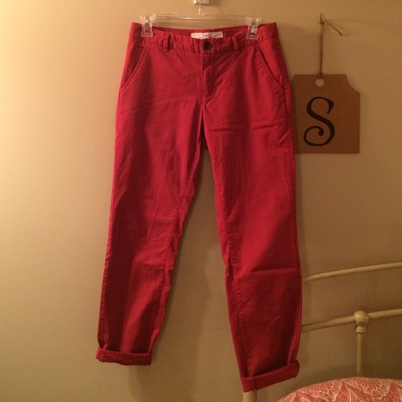 red boyfriend pants