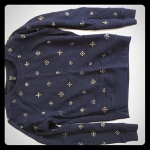 JCrew Beaded Sweatshirt XS Navy