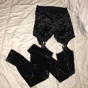 Velvet legging with cutouts