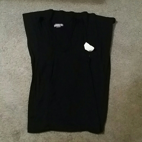 Full length black dress.