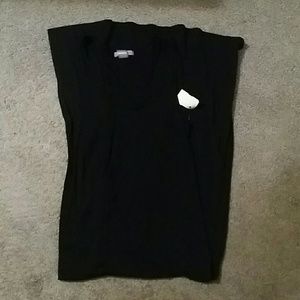 Full length black dress.