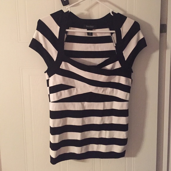 White and black striped top