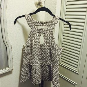 Cream & Brown Floral Top