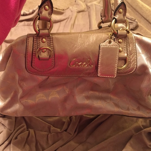 Coach rose gold bag