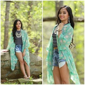 Green Floral Kimono
