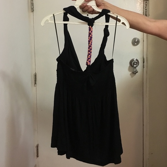 Black with colorful detail racerback top - Picture 2 of 4