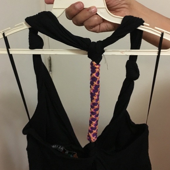 Black with colorful detail racerback top - Picture 3 of 4