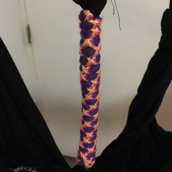 Black with colorful detail racerback top - Picture 4 of 4