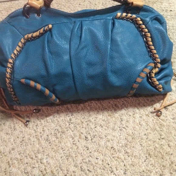 Adore Teal and Tan Handbag. - Picture 4 of 4