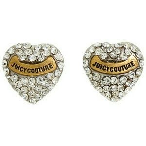 Juicy Couture Pave Diamond Heart Earrings