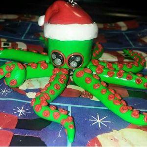 Polymer clay Christmas octopus