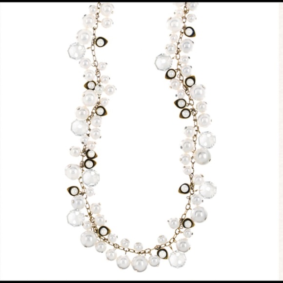 SOLD! Pearl + Crystal Drops Long Necklace