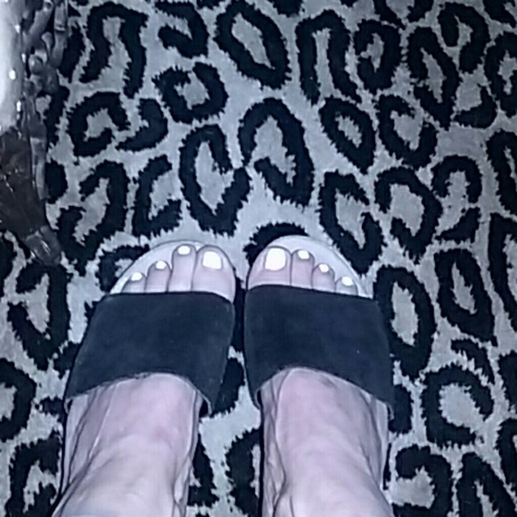 Black suede slip on shoes