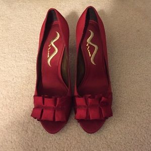 Red Peep Toe Pumps