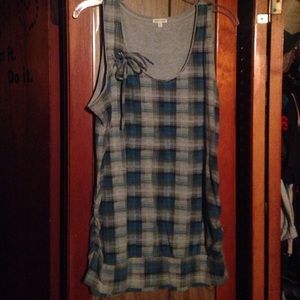 Plaid tank with lace up feature