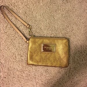 Michael Kors Small Zip Closure Wristlet Gold