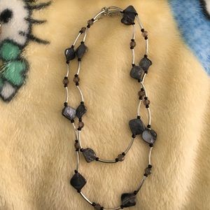 Silver necklace and earring set