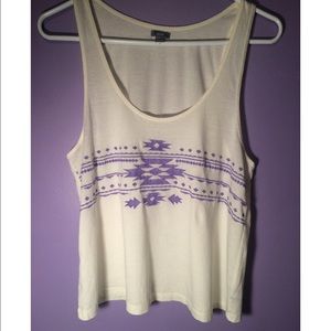 White with purple Aztec design aerie tank top
