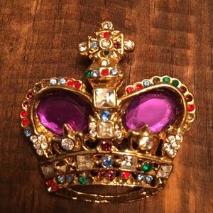 Jeweled Crown Brooch