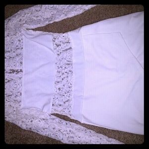 All white long sleeve lace romper