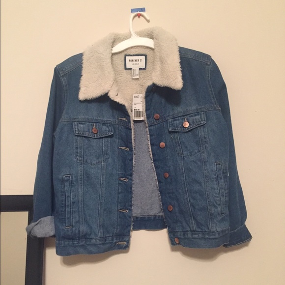 F21 fur lined denim jacket