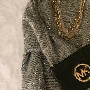 Sparkle Slouchy Gray Sweater