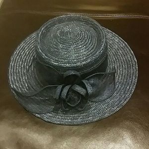 Navy fancy straw hat