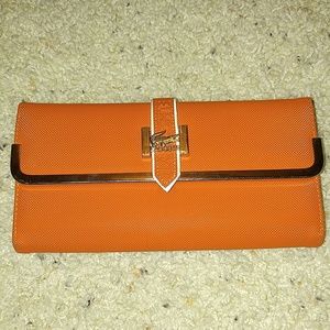 LaCoste orange zipper wallet