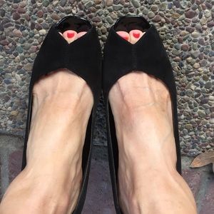 Black suede with patient leather 4 inch heel