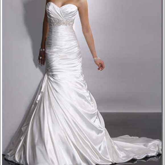 Maggie Sottero satin strapless mermaid gown sz 12