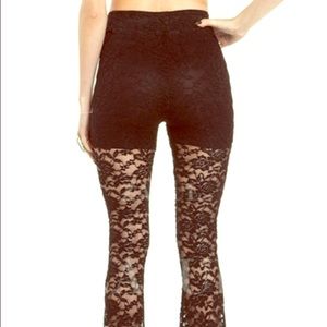 Black lace flare pants