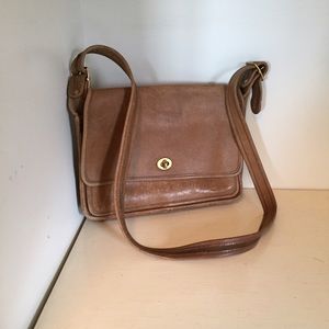 Vintage Tan Leather Coach Crossbody Bag
