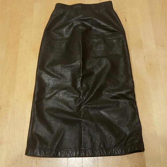 Vintage Leather High Waisted Pencil Skirt