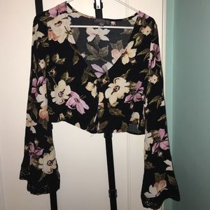 floral bell sleeve shirt