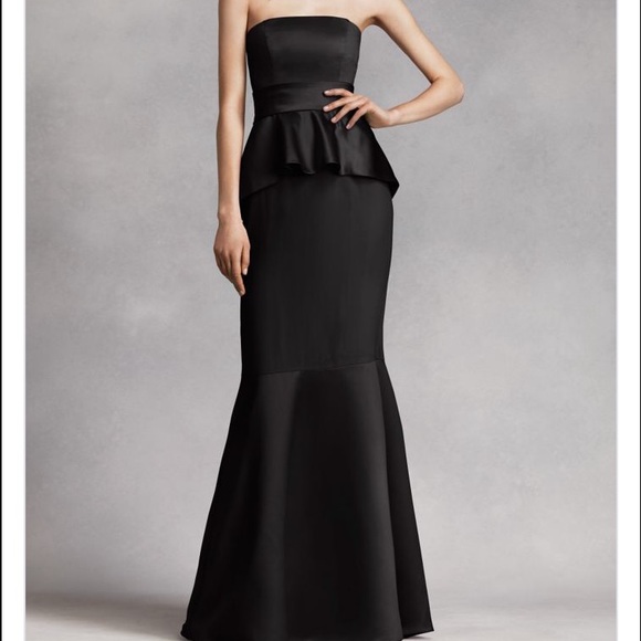 Vera Wang Satin & Matte Crepe Peplum Dress NWT