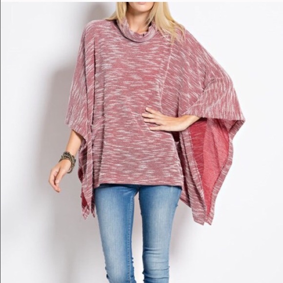 ONE LEFT Cowl Neck Poncho Top - Picture 2 of 4