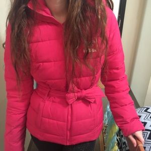 Size small pink Hollister puff jacket