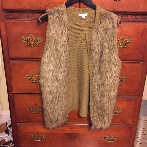 Brown faux fur vest