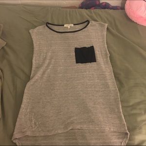 Grey tank top with leather pocket