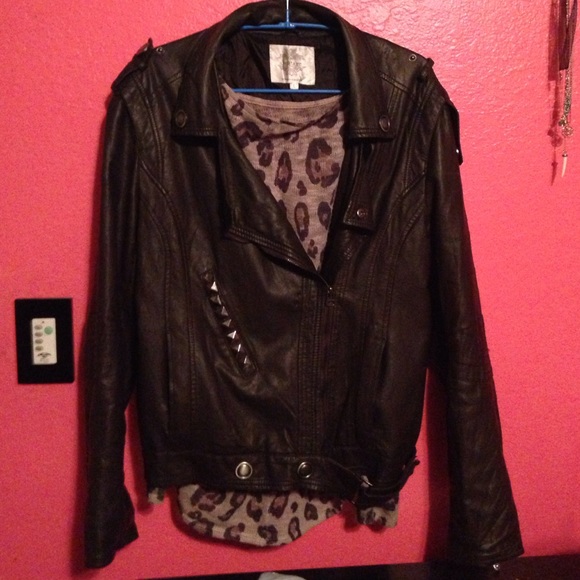 Chocolate brown faux leather jacket