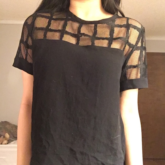 Boxy Black Grid Top